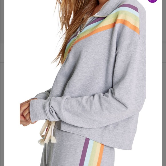 NEW IN PACKAGE- WILDFOX Rainbow Stripe Half Zip Sweatshirt - Picture 2 of 3